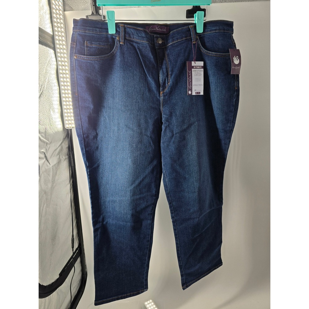 Gloria Vanderbilt Amanda Jeans Womens 20 Short Dark Wash Tapered Supreme Stretch